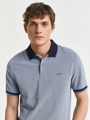 GANT Navy Short Sleeve Oxford Pique Polo Shirt - Image 4 of 4