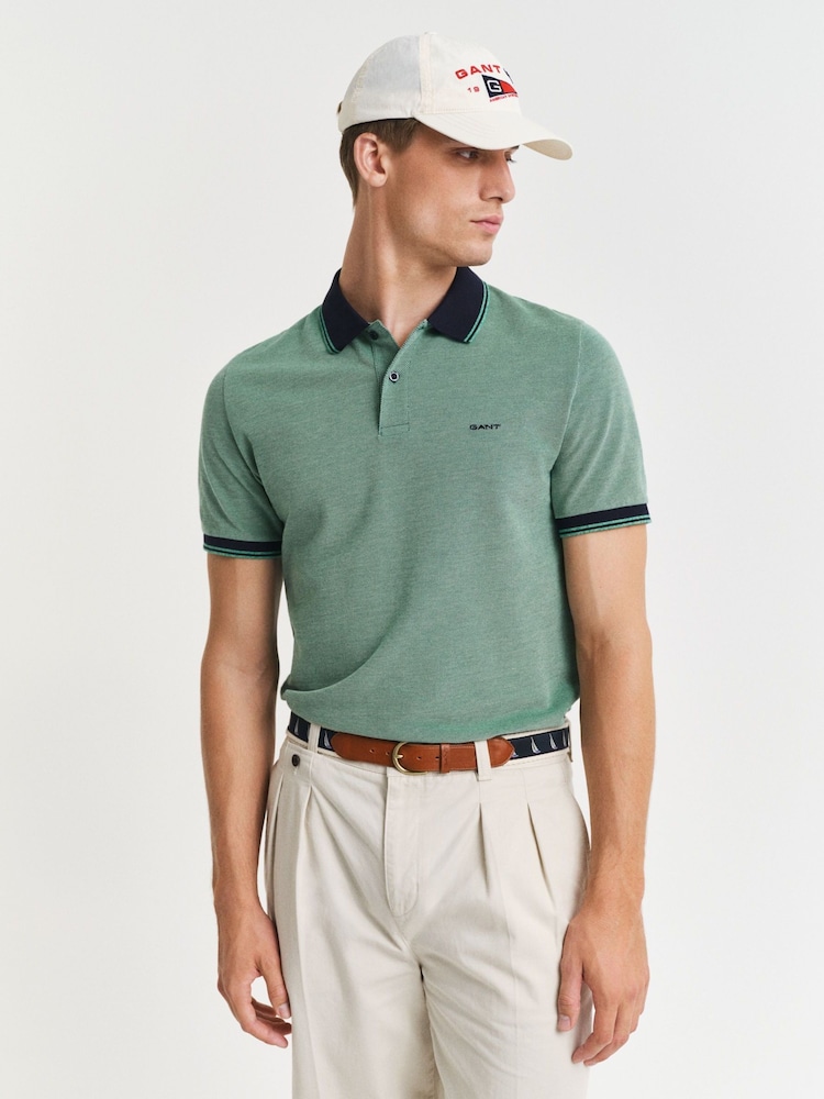 GANT Green Short Sleeve Oxford Pique Polo Shirt - Image 1 of 4