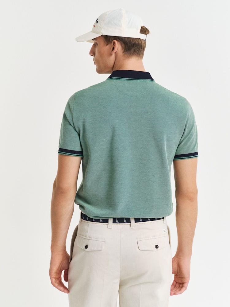 GANT Green Short Sleeve Oxford Pique Polo Shirt - Image 2 of 4