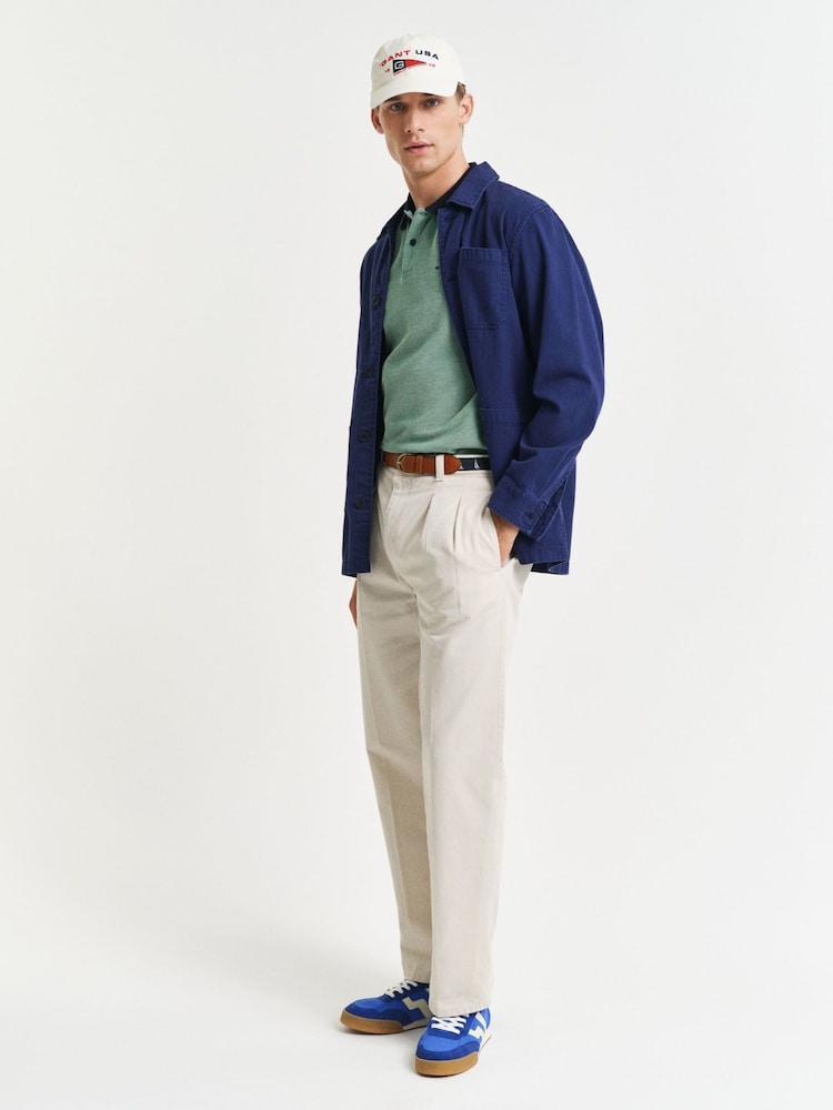 GANT Green Short Sleeve Oxford Pique Polo Shirt - Image 3 of 4