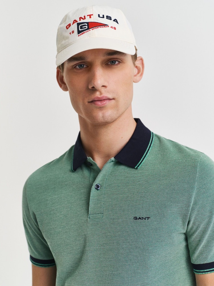 GANT Green Short Sleeve Oxford Pique Polo Shirt - Image 4 of 4