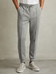 Reiss Flint Grey Premier Interlock-Jersey Drawstring Joggers - Image 3 of 6
