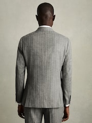 Reiss Soft Grey Lab Double-Breasted Blazer in Wool-Blend Pinstripe - Image 8 of 9