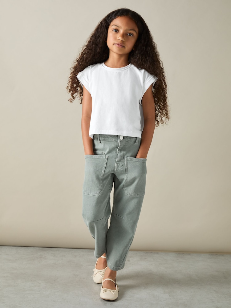 Reiss White Terry 13-14 yrs Cotton-Jersey Cropped T-Shirt - Image 2 of 4 Reiss White Terry 13-14 yrs Cotton-Jersey Cropped T-Shirt - Image 2 of 4