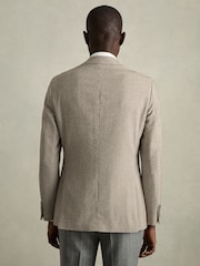 Reiss Taupe/Off White Garland Single-Breasted Blazer with Wool in Puppytooth Check - Image 7 of 10