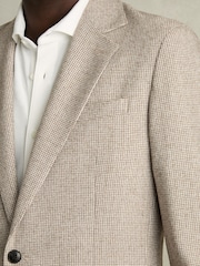 Reiss Taupe/Off White Garland Single-Breasted Blazer with Wool in Puppytooth Check - Image 8 of 10