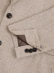 Reiss Taupe/Off White Garland Single-Breasted Blazer with Wool in Puppytooth Check - Image 10 of 10