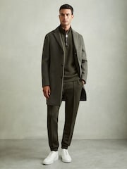 Reiss Forest Green Premier Interlock-Jersey Drawstring Joggers - Image 1 of 6