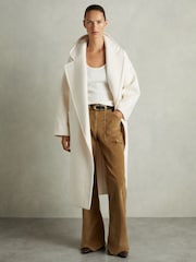 Reiss Brown Marie Cotton-Blend Corduroy Flared Trousers - Image 1 of 7