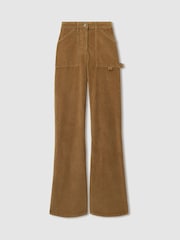 Reiss Brown Marie Cotton-Blend Corduroy Flared Trousers - Image 2 of 7