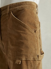 Reiss Brown Marie Cotton-Blend Corduroy Flared Trousers - Image 4 of 7