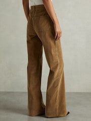 Reiss Brown Marie Cotton-Blend Corduroy Flared Trousers - Image 5 of 7