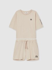 Reiss Stone Carly 13-14 yrs Cotton-Jersey T-shirt and Shorts Set - Image 1 of 1
