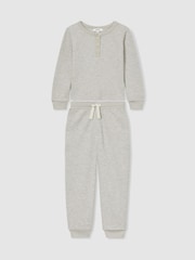 Reiss Grey Taylor 13-14 yrs Cotton Blend Jersey Waffle Top And Trousers Set - Image 1 of 4