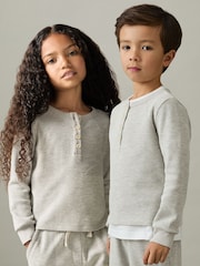 Reiss Grey Taylor 13-14 yrs Cotton Blend Jersey Waffle Top And Trousers Set - Image 2 of 4
