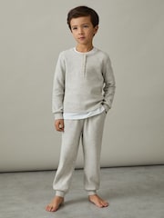 Reiss Grey Taylor 13-14 yrs Cotton Blend Jersey Waffle Top And Trousers Set - Image 3 of 4