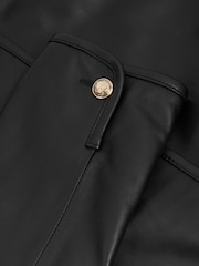 Reiss Black Gracie Cropped Leather Jacket - Image 6 of 6