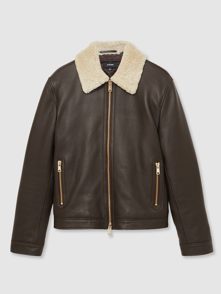 Reiss кожаная куртка с меховым воротником Shetland - Image 2 of 7 Reiss кожаная куртка с меховым воротником Shetland - Image 2 of 7