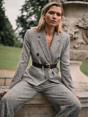 Reiss Grey Belle Wool and Cotton-Blend Tweed Suit Jacket - Image 1 of 7