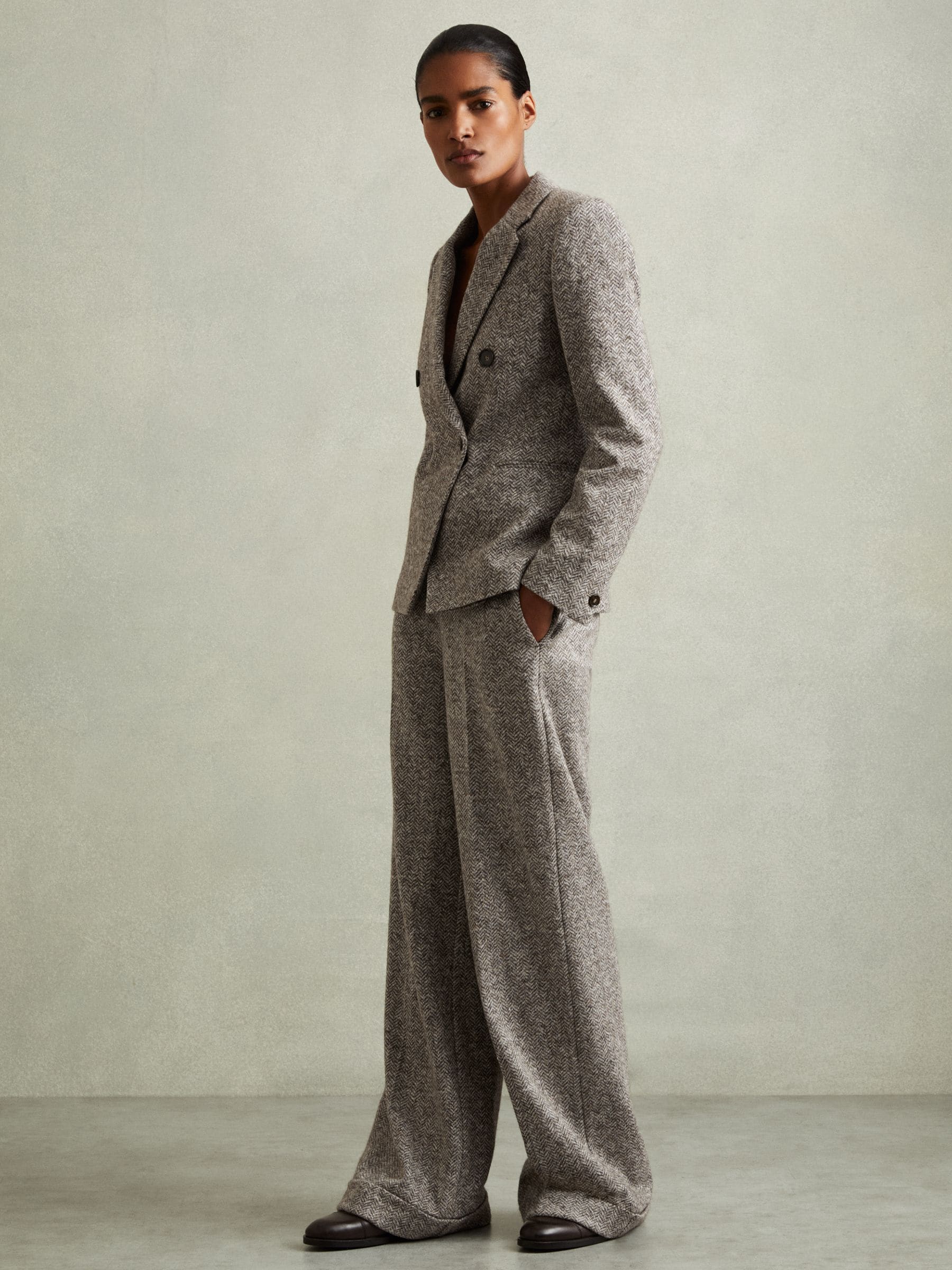 Buy Reiss Grey Belle Wool and Cotton-Blend Tweed Suit Jacket from