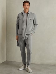 Reiss Flint Grey Medina Interlock Jersey Zip-Through Overshirt - Image 3 of 6
