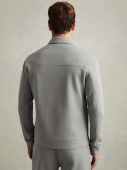 Reiss Flint Grey Medina Interlock Jersey Zip-Through Overshirt - Image 5 of 6