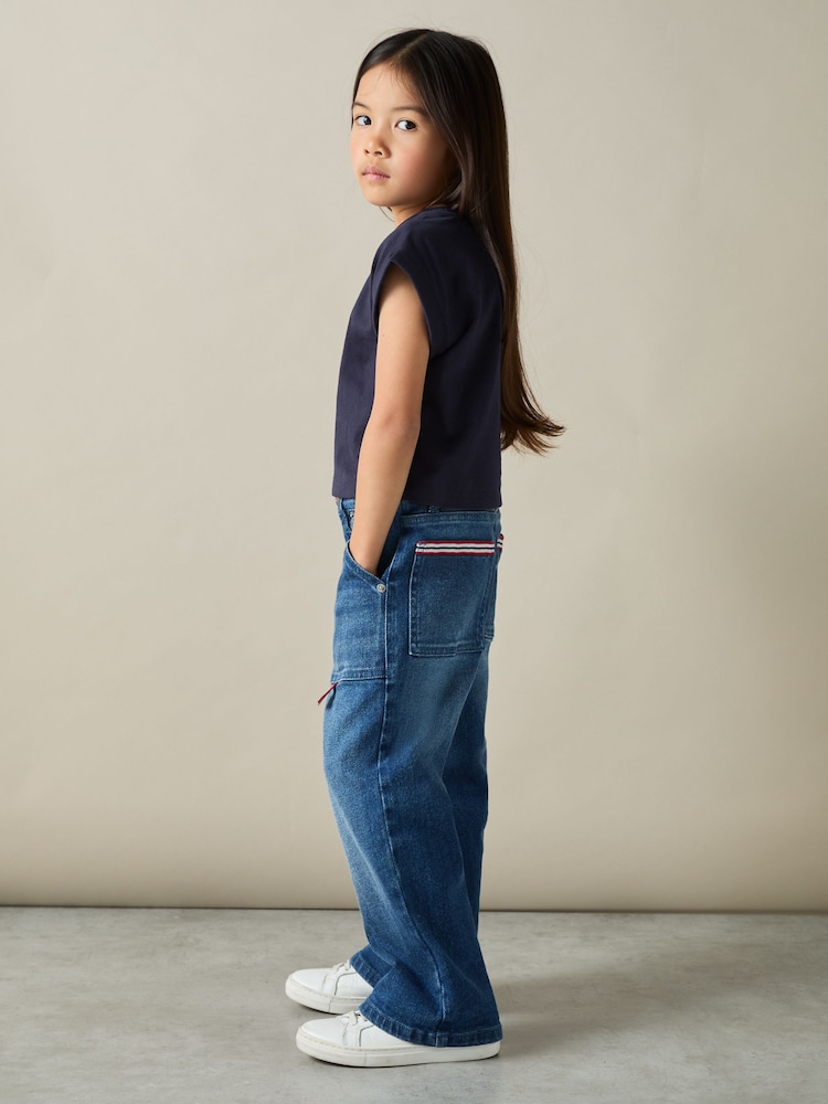 Reiss Navy Terry 13-14 yrs Cotton-Jersey Cropped T-Shirt - Image 2 of 4 Reiss Navy Terry 13-14 yrs Cotton-Jersey Cropped T-Shirt - Image 2 of 4