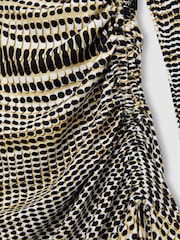 Черный/оливковый - Reiss Riyo Printed Ruched средних размеров платья - Изображение 7 из 8