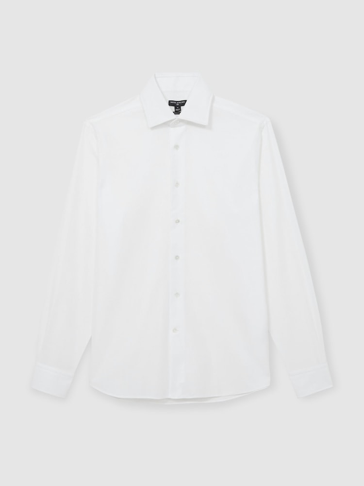 Reiss White Wallington Atelier Cotton-Piqué Long-Sleeve Shirt - Image 2 of 6
