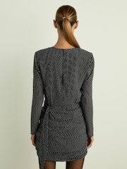 Reiss Black Taylor Gathered Polka-Dot Georgette Mini Dress - Image 5 of 6