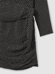 Reiss Black Taylor Gathered Polka-Dot Georgette Mini Dress - Image 6 of 6