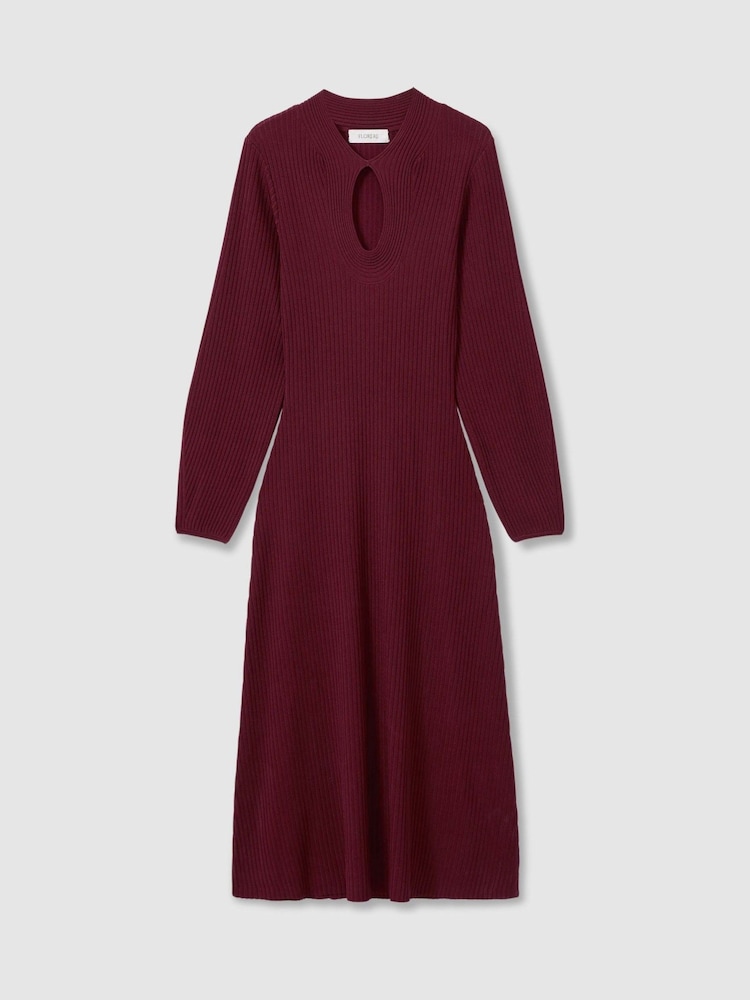Florere Ribbed Blouson Sleeve Midi Dress - Image 2 of 6