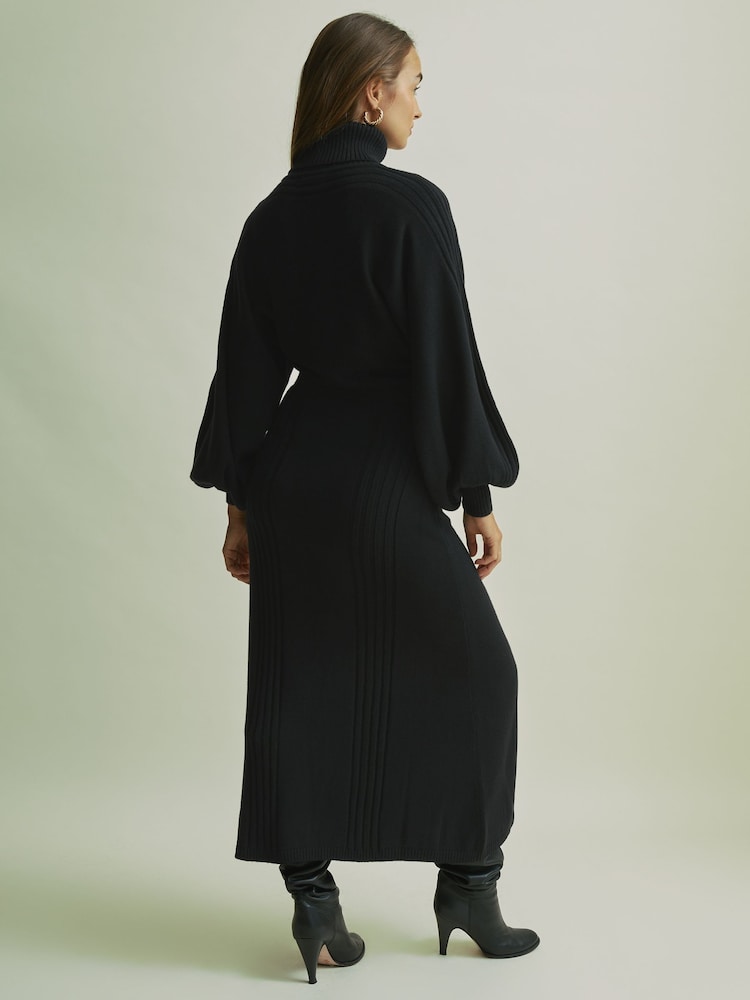 Florere Wool Blend Roll Neck Midi Dress - Image 5 of 7
