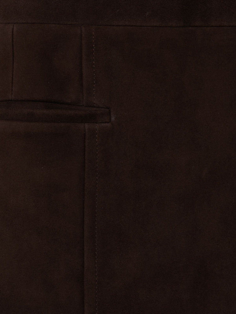 Reiss Chocolate Saddler Suede Mini Skirt - Image 7 of 7