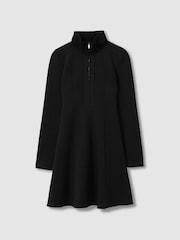 Reiss Black Krysta ZIp-Neck Interlock-Jersey Dress - Image 2 of 6