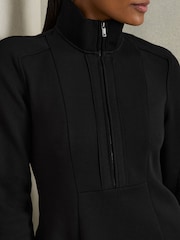 Reiss Black Krysta ZIp-Neck Interlock-Jersey Dress - Image 4 of 6