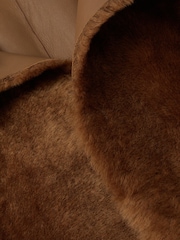 Reiss Tan Laure Shearling Removable Hood Jacket - Image 9 of 9
