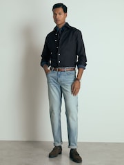 Reiss Navy Wallington Atelier Cotton-Piqué Long-Sleeve Shirt - Image 1 of 6