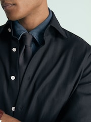 Reiss Navy Wallington Atelier Cotton-Piqué Long-Sleeve Shirt - Image 4 of 6
