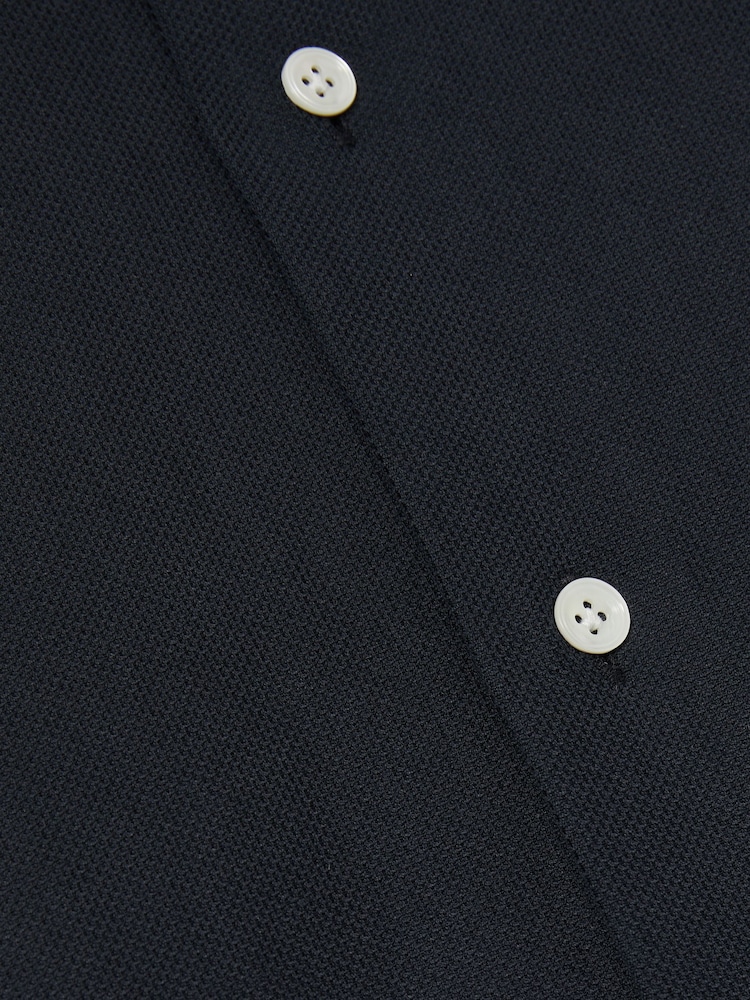 Reiss Navy Wallington Atelier Cotton-Piqué Long-Sleeve Shirt - Image 6 of 6