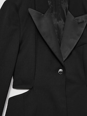 Reiss Black Sabine Wool Blend Cut Out Tuxedo Mini Dress - Image 7 of 7