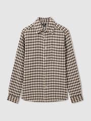 Reiss White/Brown Zonda Dogtooth Overshirt with Wool - Image 2 of 6