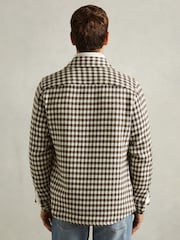 Reiss White/Brown Zonda Dogtooth Overshirt with Wool - Image 5 of 6