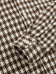 Reiss White/Brown Zonda Dogtooth Overshirt with Wool - Image 6 of 6