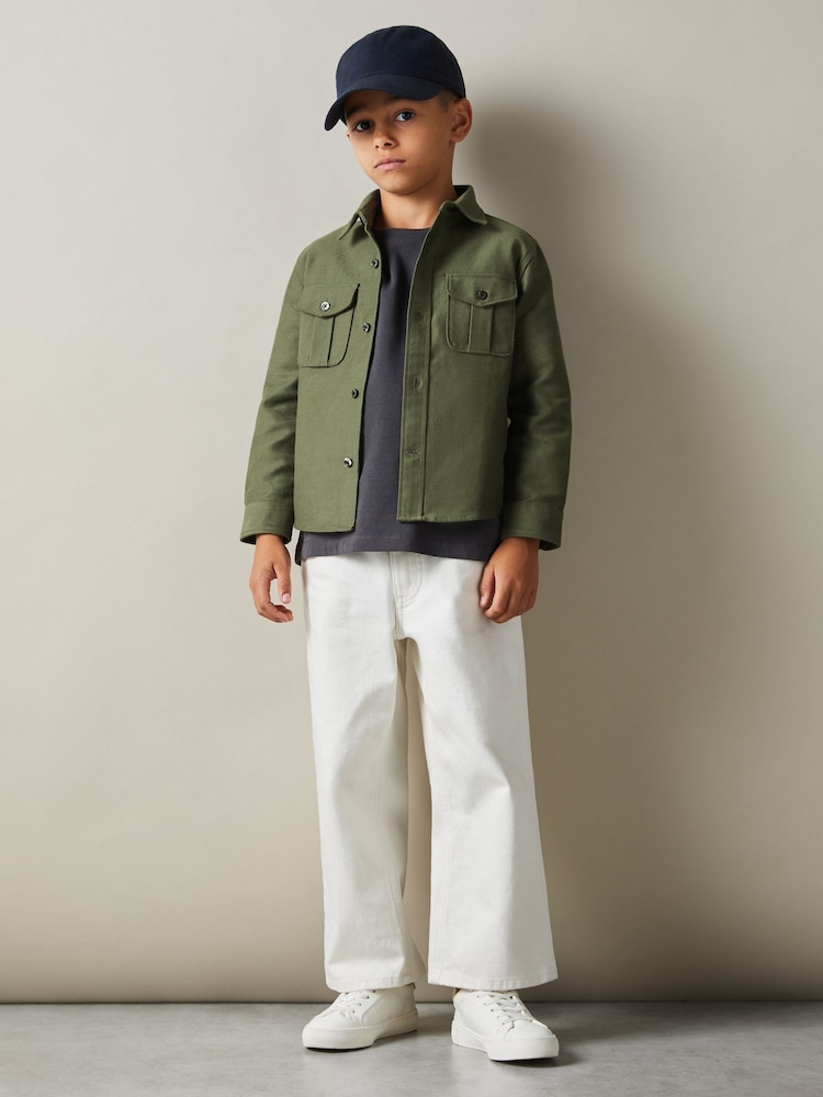 Reiss Green Thomas 3-9 yrs Brushed 100% Cotton Shirt - Image 1 of 4