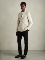 Reiss Black Pitch Slim Fit Washed Cotton Blend Chinos - Image 1 of 6