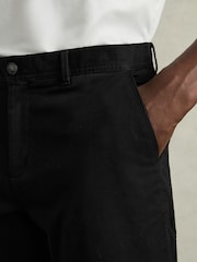 Reiss Black Pitch Slim Fit Washed Cotton Blend Chinos - Image 4 of 6