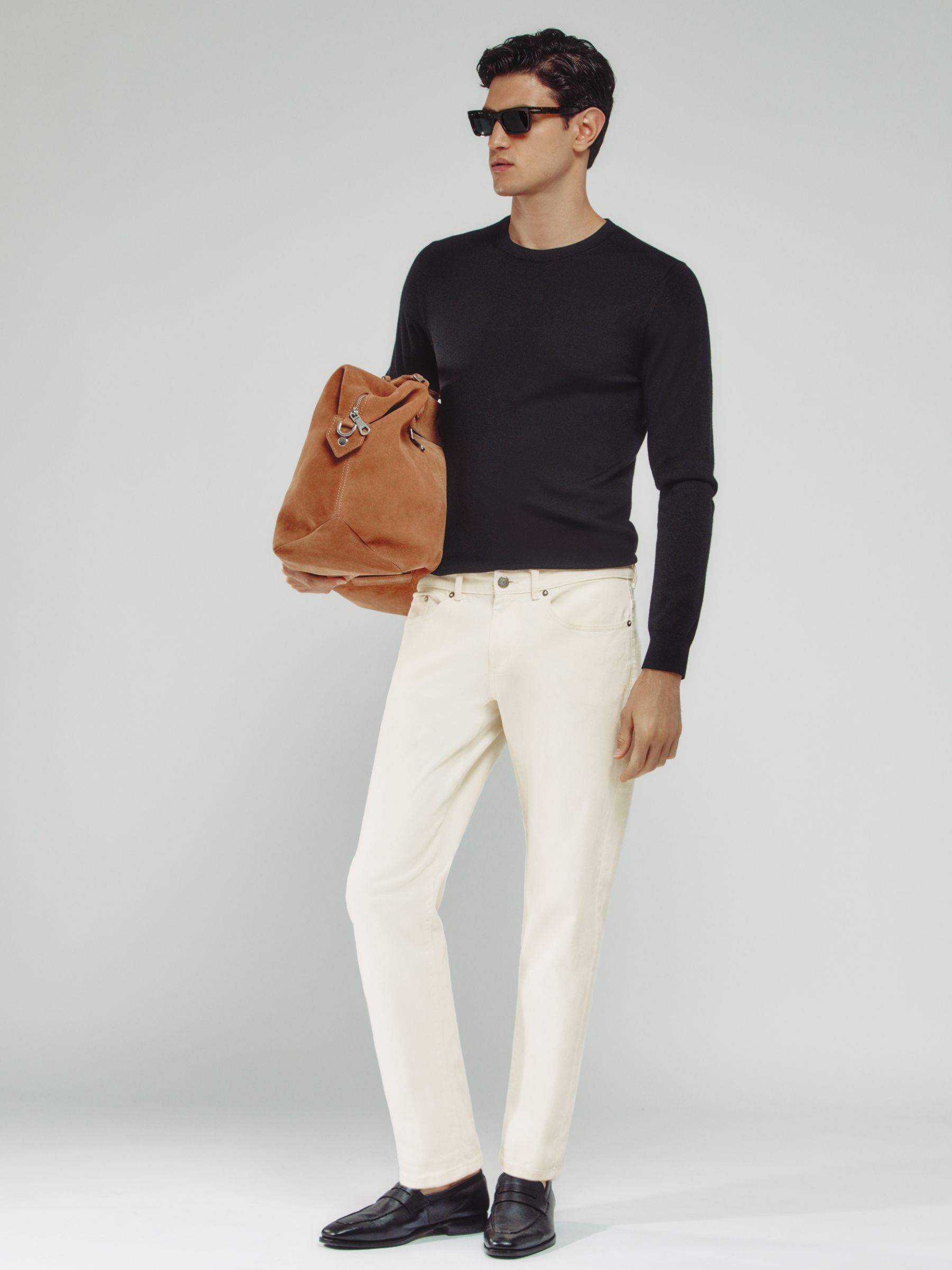 Buy Reiss White Rathbone Relaxed-Fit Cropped Jeans from the Next UK ...