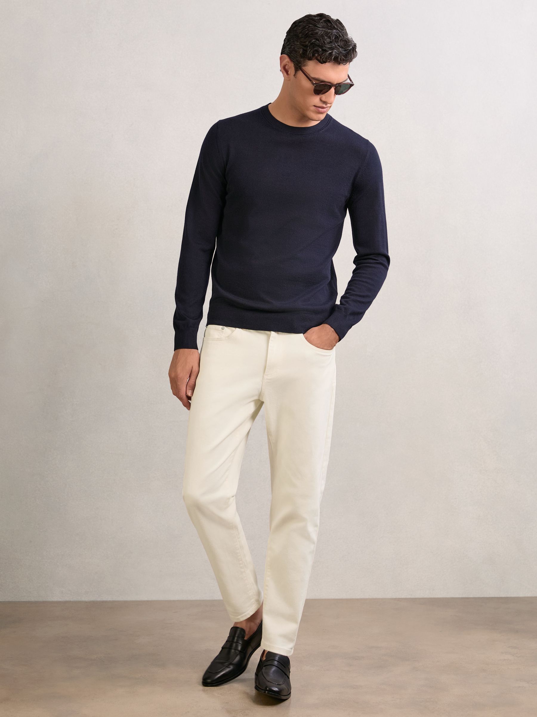 Buy Reiss White Rathbone Relaxed-Fit Cropped Jeans from the Next UK ...