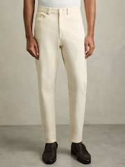 Белый - укороченные джинсы свободного кроя Reiss Rathbone - Изображение 3 из 6